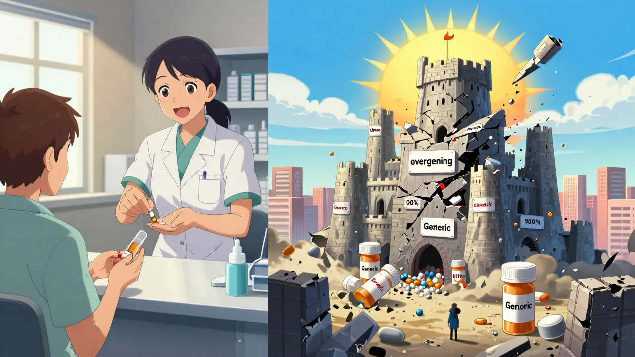 Patient receives generic pill as brand patents crumble into sunlight